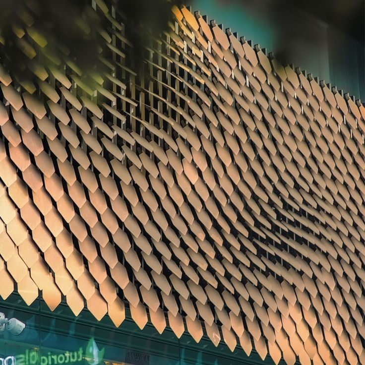 Parametric metal facade system installed on a commercial building